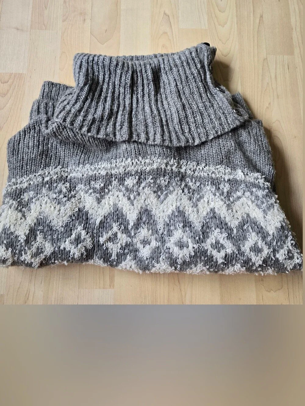 Free People Ragnar Fair Isle Split Cowl Neck Sweater Size Medium